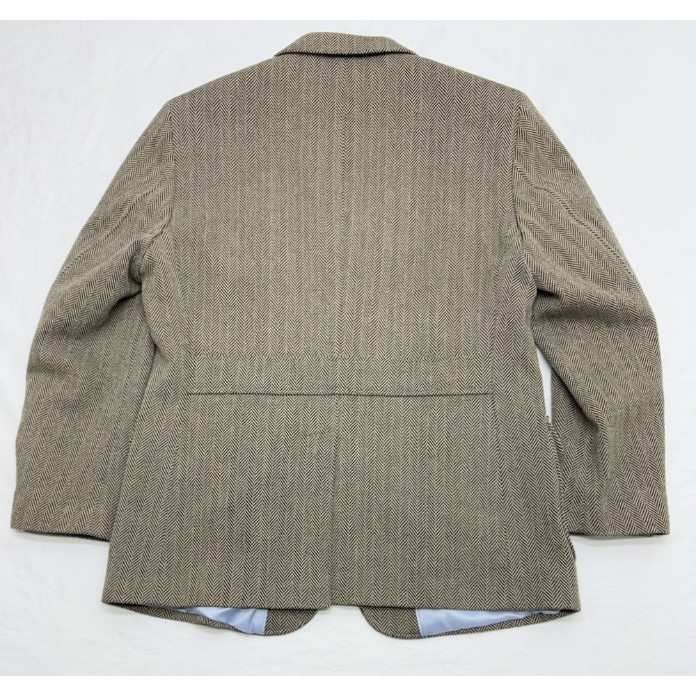 Lands End Beige/Black Herringbone Cotton Tweed Hunting Jacket Sport Coat 42R EUC - Picture 8 of 16